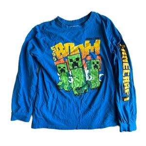 Minecraft Kids Blue Creeper Long Sleeve Shirt